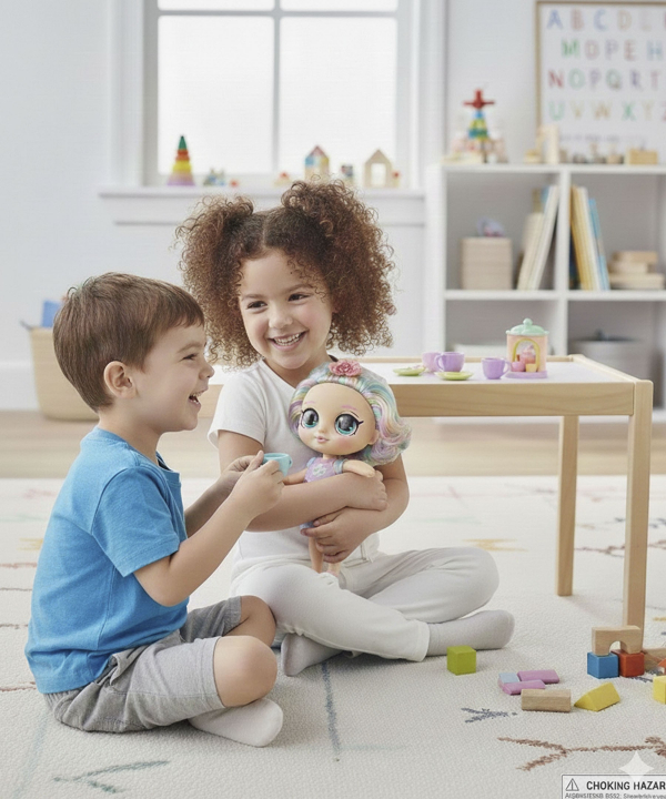 عروسک موزیکال دختر مو آبی زرد کیکو مدل DY8811B-