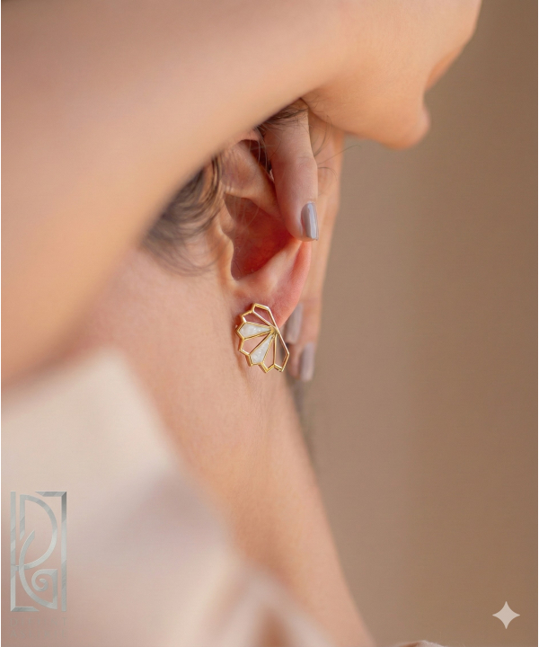 گوشواره طلا 18 عیار زنانه دفینه مدل E1006