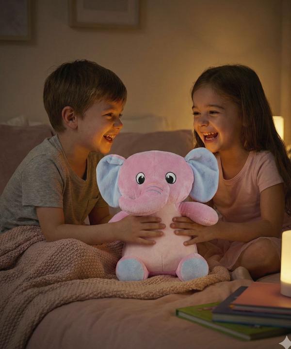 عروسك فيل پوليشي با استيكر و چراغ كيكو مدل DR5202|رنگ چندرنگ-بانی مد