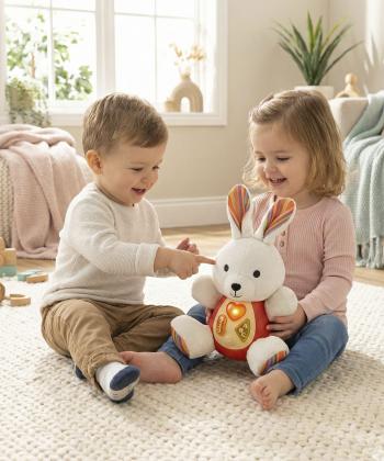 عروسك پوليشي خرگوش موزيكال چراغ دار كيكو مدل CH6042-4