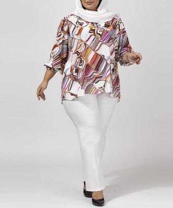 بلوز كرپ سايز بزرگ زنانه برنس مدل 40111