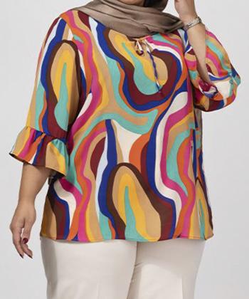 بلوز كرپ سايز بزرگ زنانه برنس مدل 40108