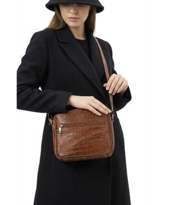 کیف دوشی زنانه چرم طبیعی نوین چرم Novin Leather مدل خاتون