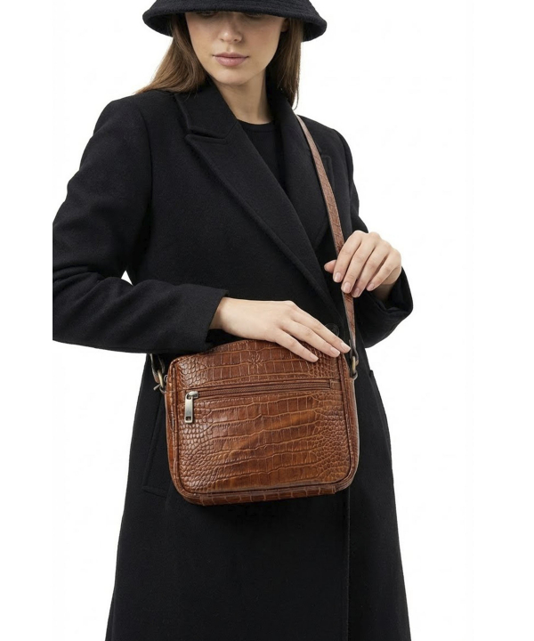 کیف دوشی زنانه چرم طبیعی نوین چرم Novin Leather مدل خاتون
