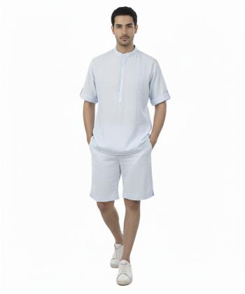 ست پیراهن و شلوارک لینن مردانه بالون مدل 55104