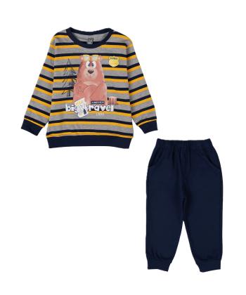 تيشرت آستين بلند و شلوار پسرانه باني نو طرح راه راه خرسي