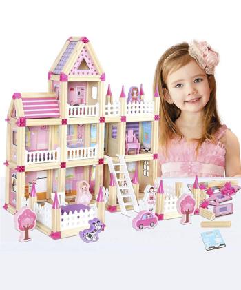 خانه چوبي صورتي ساختني دخترانه كيكو مدل 972