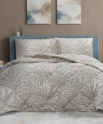 لحاف طرح دار با رويه بالش يك نفره دو تكه لايكو مدل فلورين