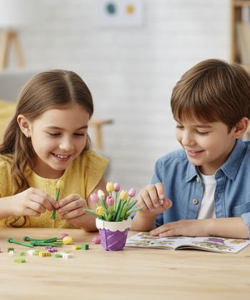 لگو بلوك ساختني گل شكوفه گيلاس با گلدان كيكو مدل 601291