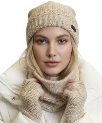 ست كلاه شال گردن و دستكش زنانه تارتن مدل 332113605