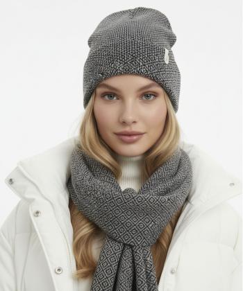 ست كلاه و شال زنانه تارتن مدل 214300118