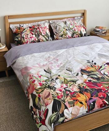 سرويس كاور لحاف دو نفره 4 تكه پاميل طرح گل هاي گرمسيري