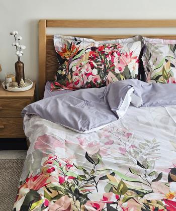 سرويس كاور لحاف دو نفره 4 تكه پاميل طرح گل هاي گرمسيري