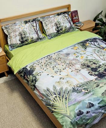 سرويس كاور لحاف دو نفره 4 تكه پاميل طرح بهشت سبز