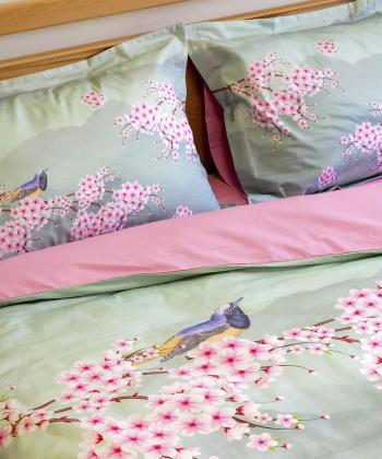 سرويس كاور لحاف دو نفره 4 تكه پاميل طرح آواز طبيعت