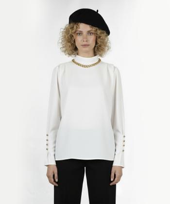 شومیز کرپ آستین بلند زنانه برندس مدل Q20