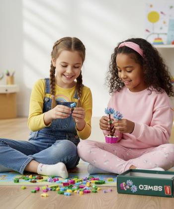 لگو بلوك ساختني گل نيلوفر آبي با گلدان كيكو مدل 601288