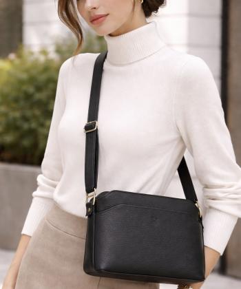 کیف دوشی زنانه چرم طبیعی نوین چرم Novin Leather مدل پرنیا