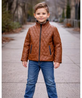 کت چرم طبیعی پسرانه نوین چرم مدل ايليا