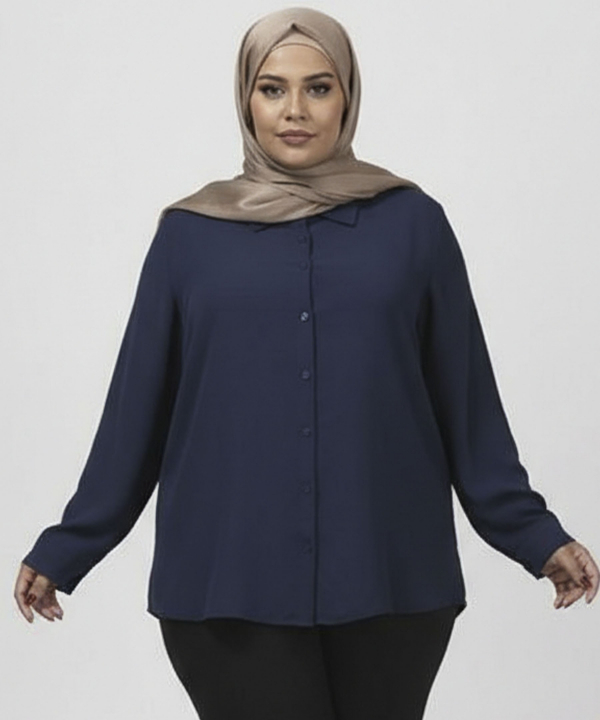شوميز كرپ سايز بزرگ زنانه برنس مدل 30106