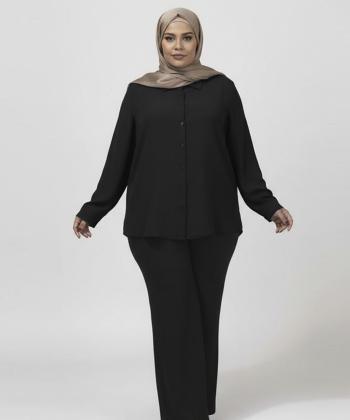 شوميز كرپ سايز بزرگ زنانه برنس مدل 30106