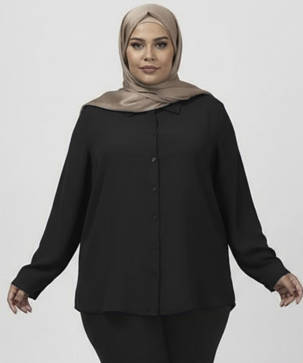 شوميز كرپ سايز بزرگ زنانه برنس مدل 30106