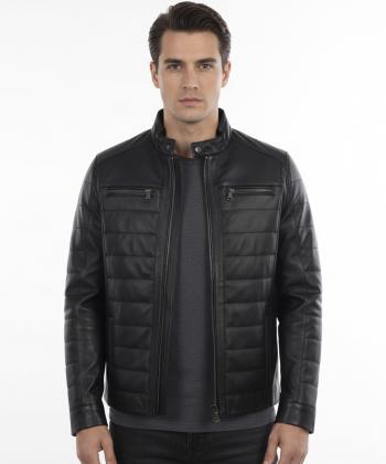 كاپشن مردانه چرم طبيعي صاد مدل AE3701