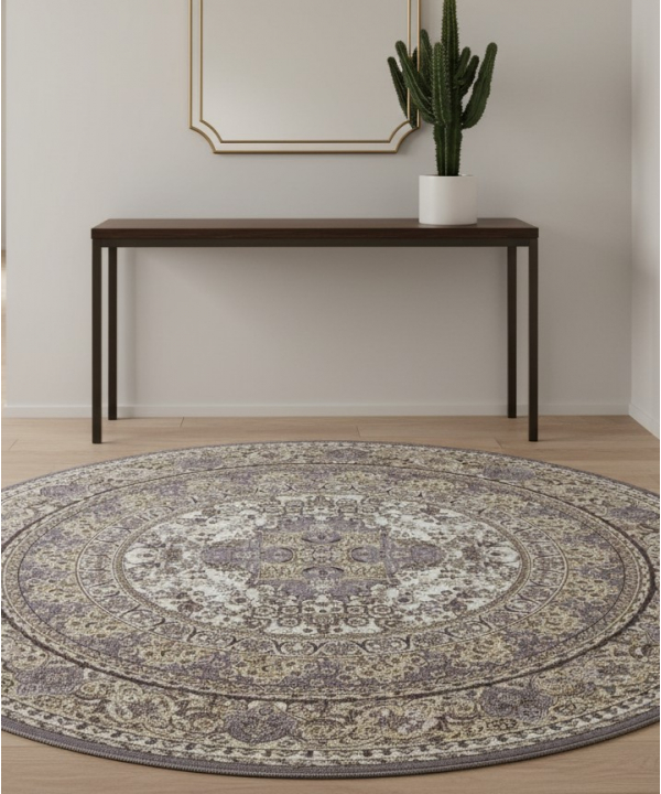 فرش ماشینی دایره بریلنت مدل HJD11752 ابعاد 190x190 سانتی متر