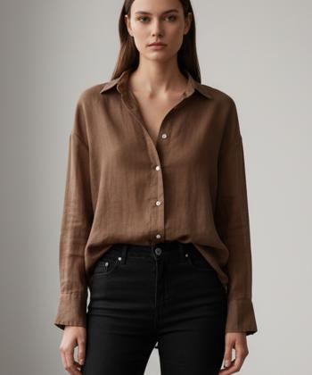 شومیز لینن آستین بلند زنانه جوتي جينز مدل 51731335