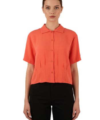 شومیز کرپ آستین کوتاه زنانه هالیدی مدل AM-HOL-C91394