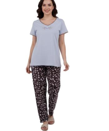 ست تیشرت و شلوار نخی راحتی زنانه ناربن مدل AM-NRB-WS4008