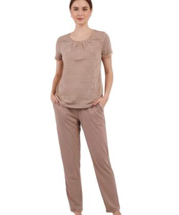 ست تیشرت و شلوار نخی راحتی زنانه ناربن مدل WS4003