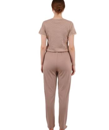 ست تیشرت و شلوار نخی راحتی زنانه ناربن مدل WS4003