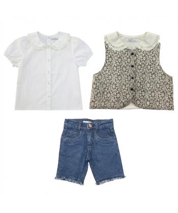 ست پيراهن، تيشرت و شلوارك دخترانه فيورلا مدل 36003