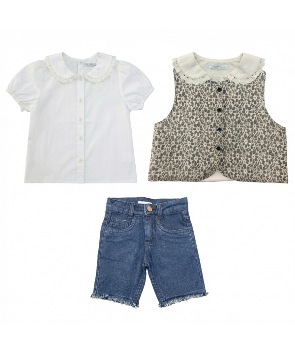 ست پيراهن، تيشرت و شلوارك دخترانه فيورلا مدل 36003