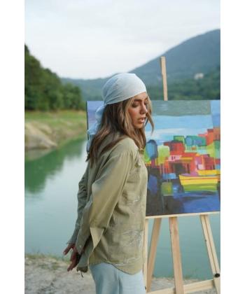 شومیز لینن آستین بلند زنانه فلای فشن مدل 1106000466