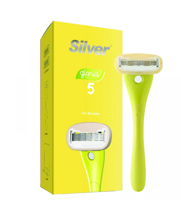 خودتراش زنانه سیلور مدل Gloria5 System دسته با 2 تیغ یدک و هوک نگهدارنده