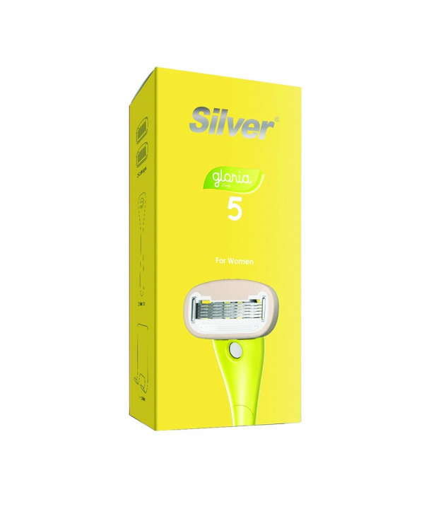 خودتراش زنانه سیلور مدل Gloria5 System دسته با 2 تیغ یدک و هوک نگهدارنده