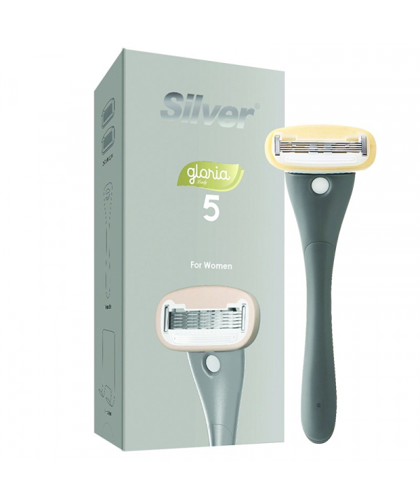 خودتراش زنانه سیلور مدل Gloria5 System دسته با 2 تیغ یدک و هوک نگهدارنده