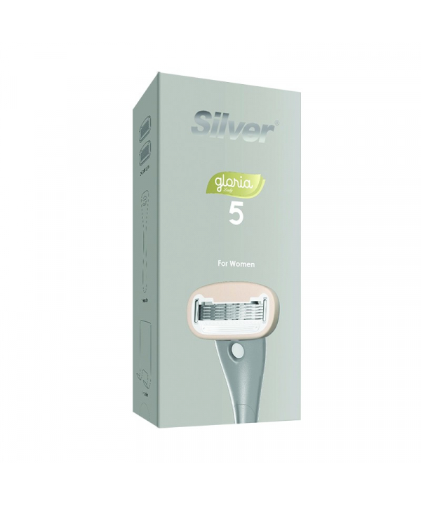 خودتراش زنانه سیلور مدل Gloria5 System دسته با 2 تیغ یدک و هوک نگهدارنده