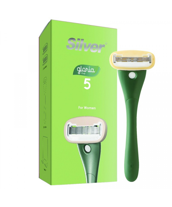 خودتراش زنانه سیلور مدل Gloria5 System دسته با 2 تیغ یدک و هوک نگهدارنده