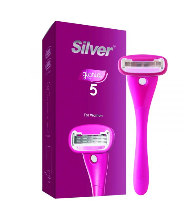 خودتراش زنانه سیلور مدل Gloria5 System دسته با 2 تیغ یدک و هوک نگهدارنده