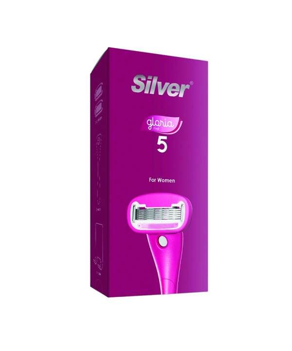خودتراش زنانه سیلور مدل Gloria5 System دسته با 2 تیغ یدک و هوک نگهدارنده