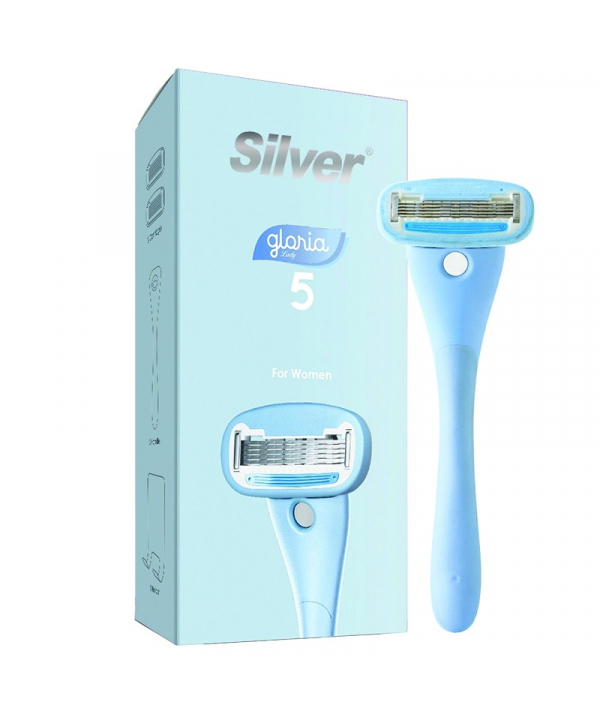 خودتراش زنانه سیلور مدل Gloria5 System دسته با 2 تیغ یدک و هوک نگهدارنده