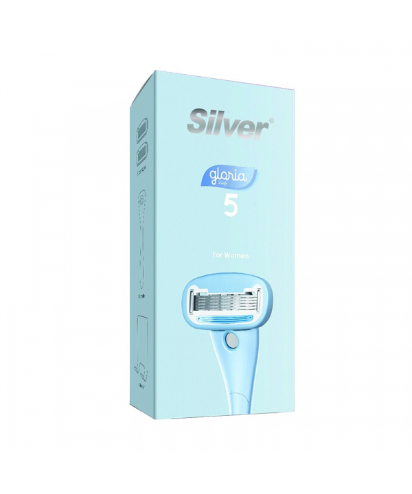 خودتراش زنانه سیلور مدل Gloria5 System دسته با 2 تیغ یدک و هوک نگهدارنده