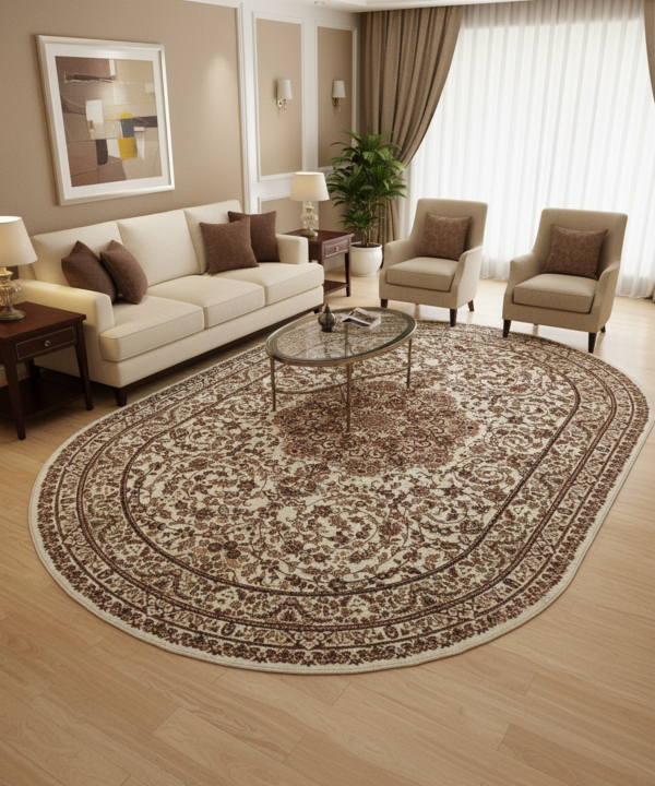 فرش ماشینی بیضی بریلنت مدل HJE11750 ابعاد 230x150 سانتی متر