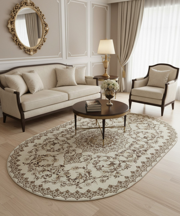 فرش ماشینی بیضی بریلنت مدل HJE11742 ابعاد 230x150 سانتی متر
