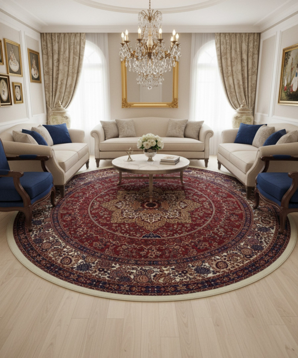 فرش دایره ماشینی بریلنت مدل HJD11761 ابعاد 190x190 سانتی متر