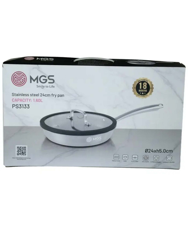 تابه 24 تك دسته استيل ليزري درب سيليكوني ام جي اس مدل PS3133