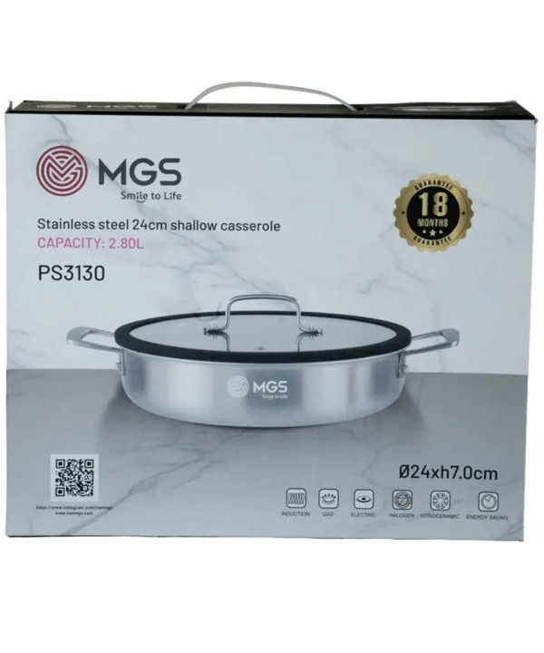 تابه 24 دو دسته استيل ليزري درب سيليكوني ام جي اس مدل PS3130